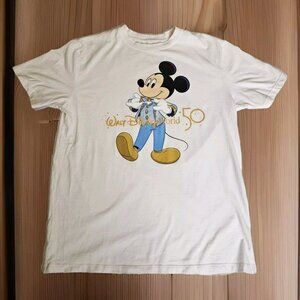 Walt Disney World Celebrate 50 Years Of Magic Mickey Mouse Glitter Tie Tshirt M
